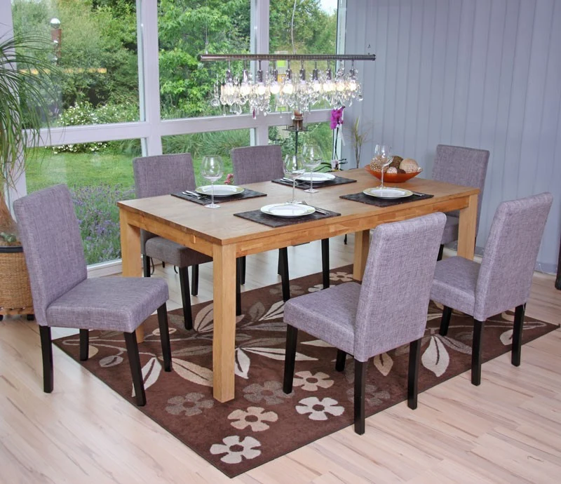 Lot de 6 chaises de salle à manger en tissu gris pieds foncés CDS04228