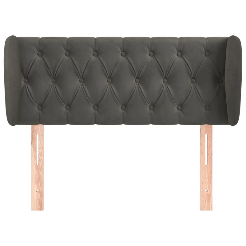 Tête de lit accessoire couchage chambre à coucher meuble capitonné avec rebord latéral 93 x 23 x 78/88 cm tissu velours gris foncé TDL0204840