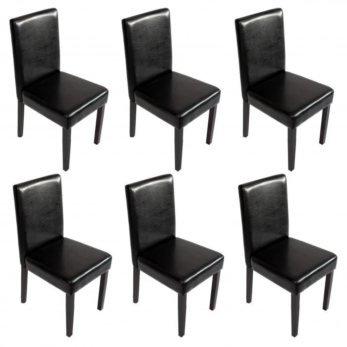 Lot de 6 chaises de salle à manger synthétique noir pieds foncés CDS04246