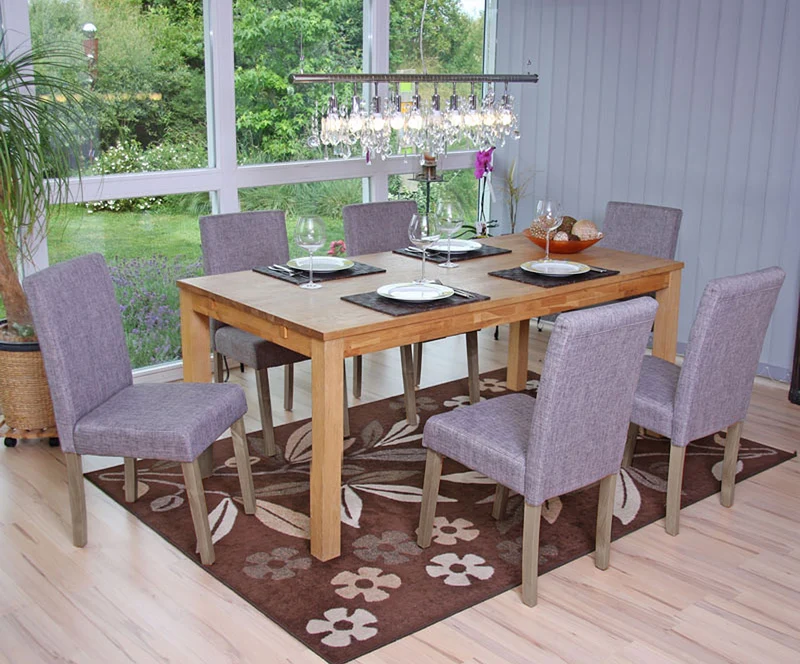Lot de 6 chaises de salle à manger cuisine en tissu gris pieds en bois clair 04_0000894