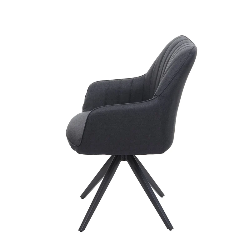 6 x chaises de salle à manger fauteuil de bureau en tissu gris foncé en acier design rétro 04_0000884