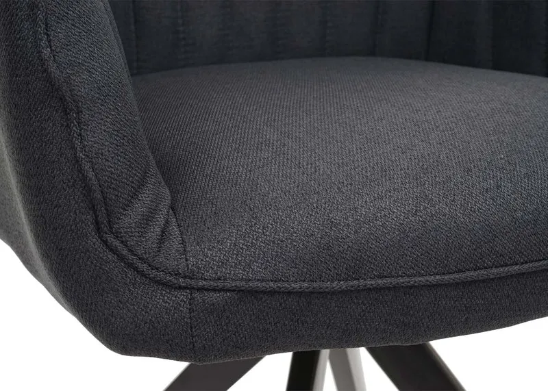 6 x chaises de salle à manger fauteuil de bureau en tissu gris foncé en acier design rétro 04_0000884