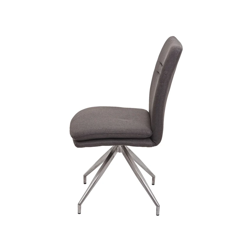 2x chaises de salle à manger cuisine en tissu gris-marron et en acier inoxydable design et confortable 04_0000414