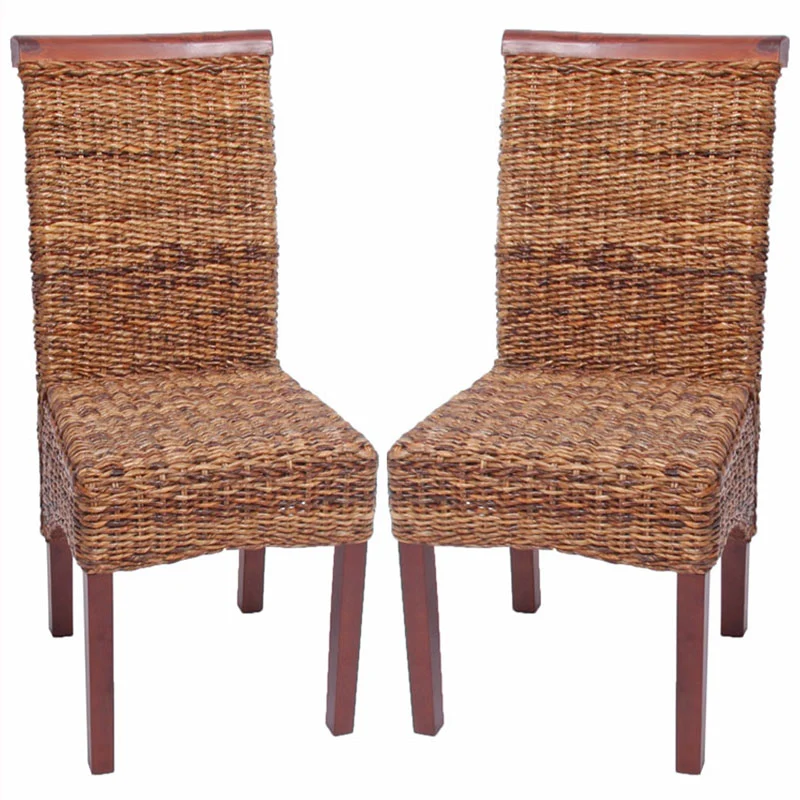 Lot de 2 chaises de salle à manger en banane tresse design rustique 04_0000195