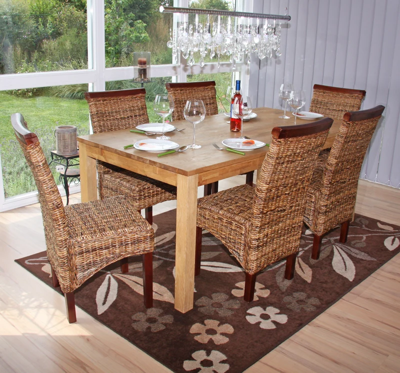 Lot de 2 chaises de salle à manger en banane tresse design rustique 04_0000195