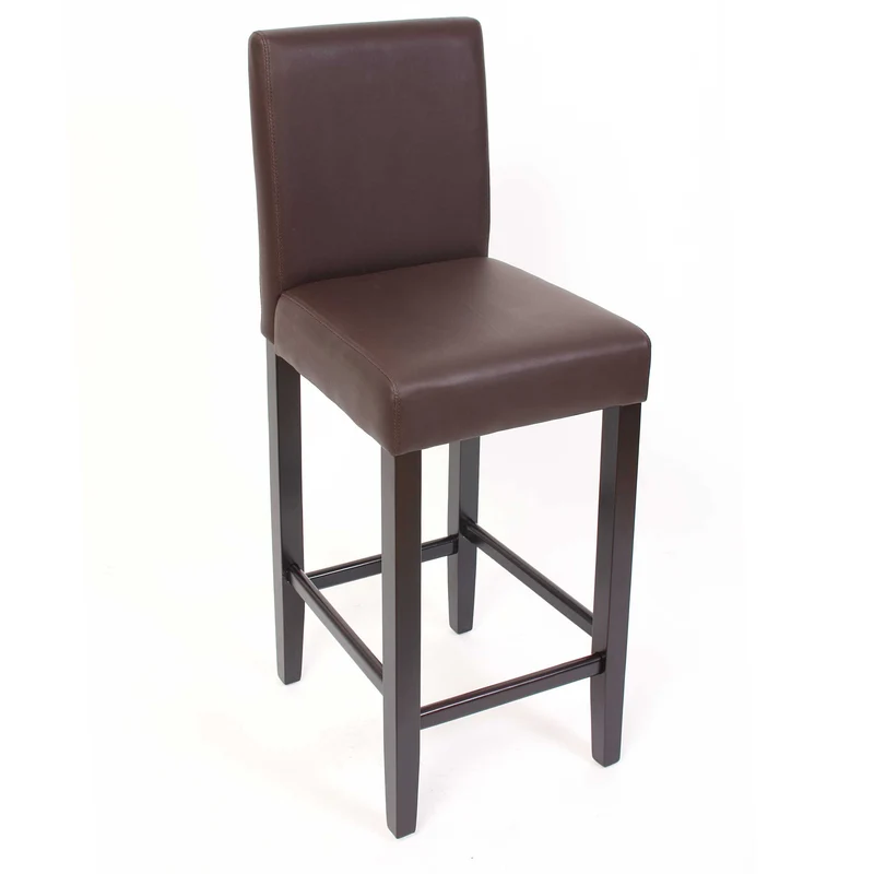2x tabourets de bar chaise de comptoir en synthétique marron pieds en bois foncé 04_0000097