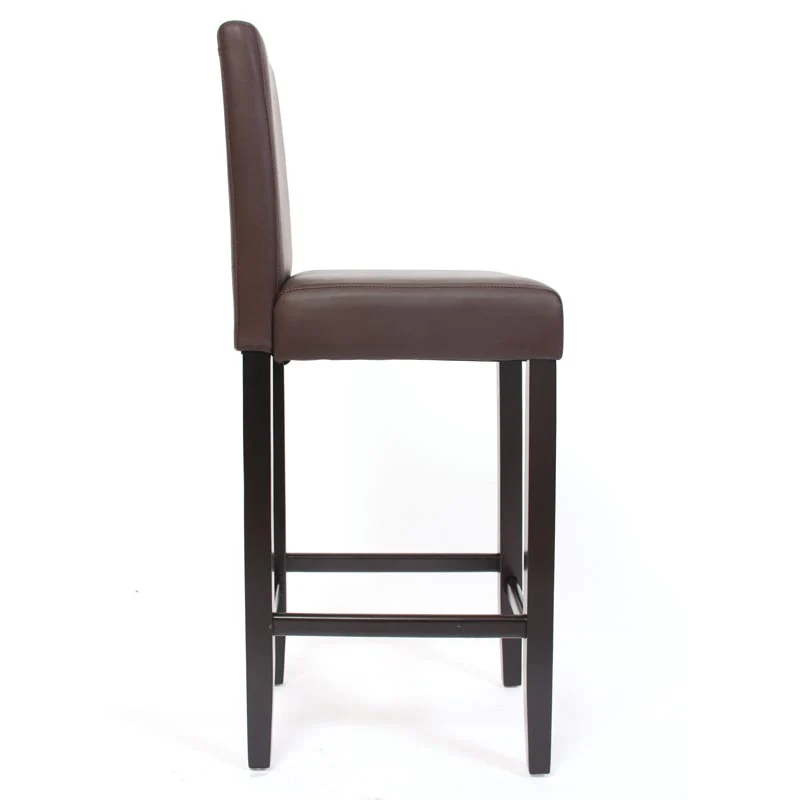 2x tabourets de bar chaise de comptoir en synthétique marron pieds en bois foncé 04_0000097