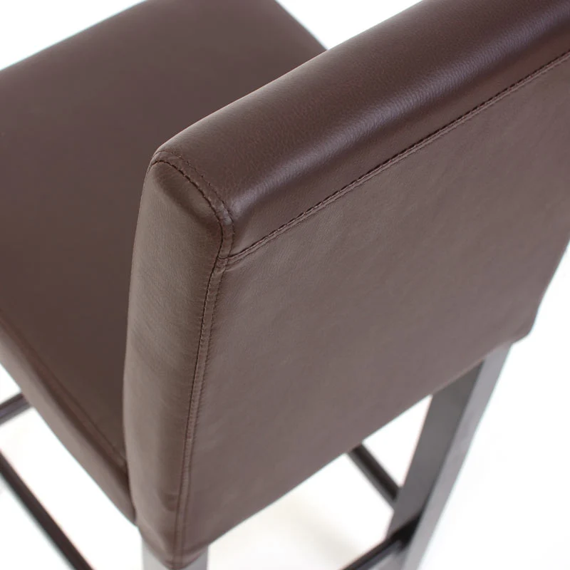 2x tabourets de bar chaise de comptoir en synthétique marron pieds en bois foncé 04_0000097