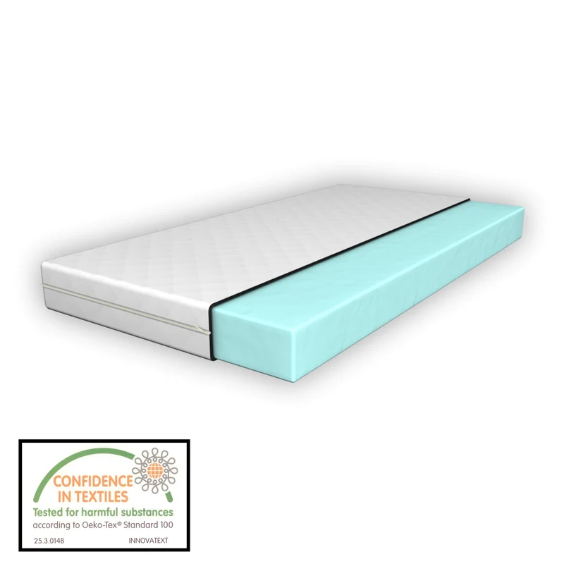 Lit pour enfant cabane maison avec matelas barrière et sommier à lattes en bois de pin naturel 80 x 160 cm 03_0005483