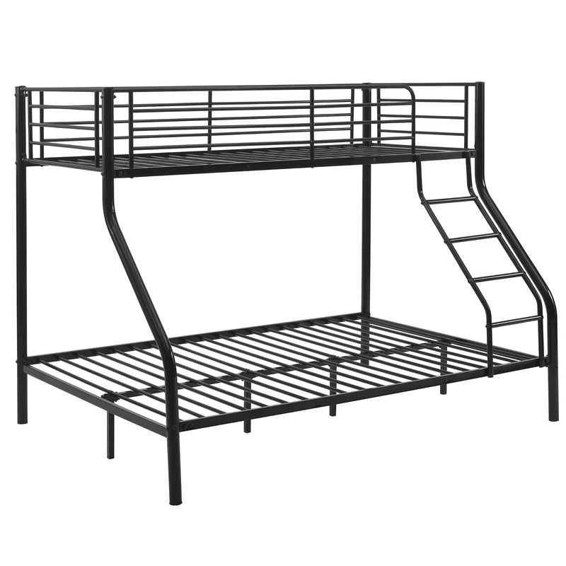 Lit superposé en Métal avec 2 Matelas Armature Massive pour 3 personnes 140 x 200 cm 90 x 200 cm Noir 03_0002730