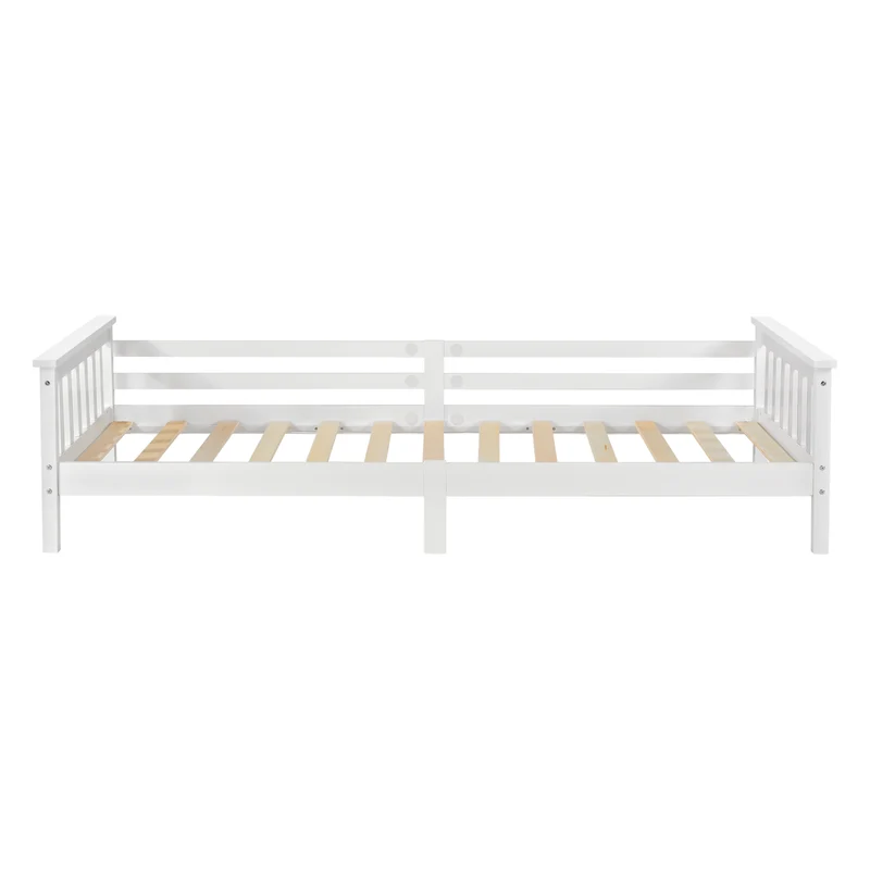 Lit pour enfant avec matelas et sommier à lattes structure en bois de pin blanc 90 x 200 cm 03_0005445