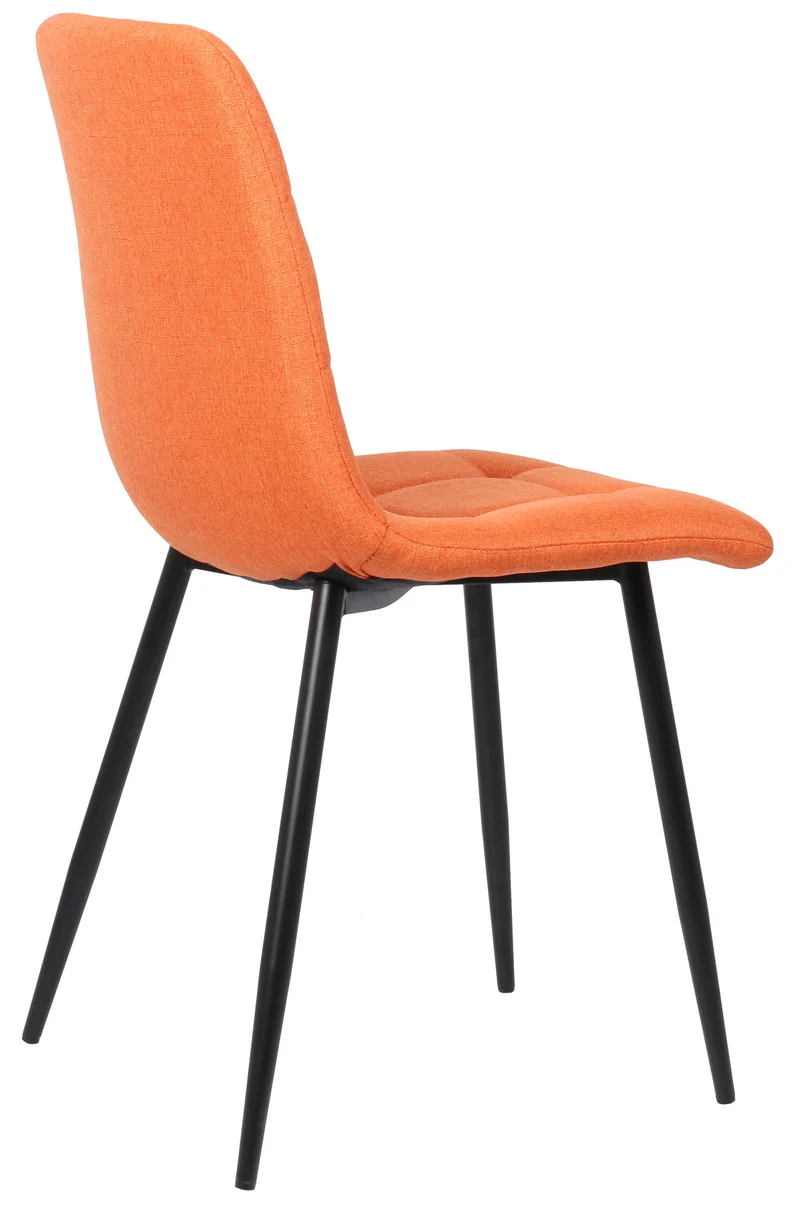 Lot de 2 chaises de salle à manger en tissu orange pieds métal noir mat style moderne CDS101110