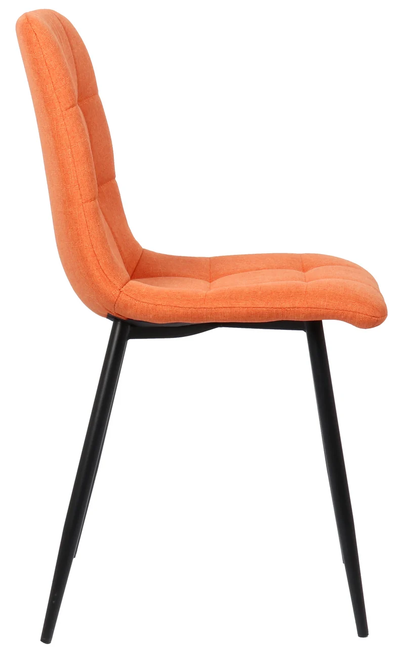 Lot de 2 chaises de salle à manger en tissu orange pieds métal noir mat style moderne CDS101110