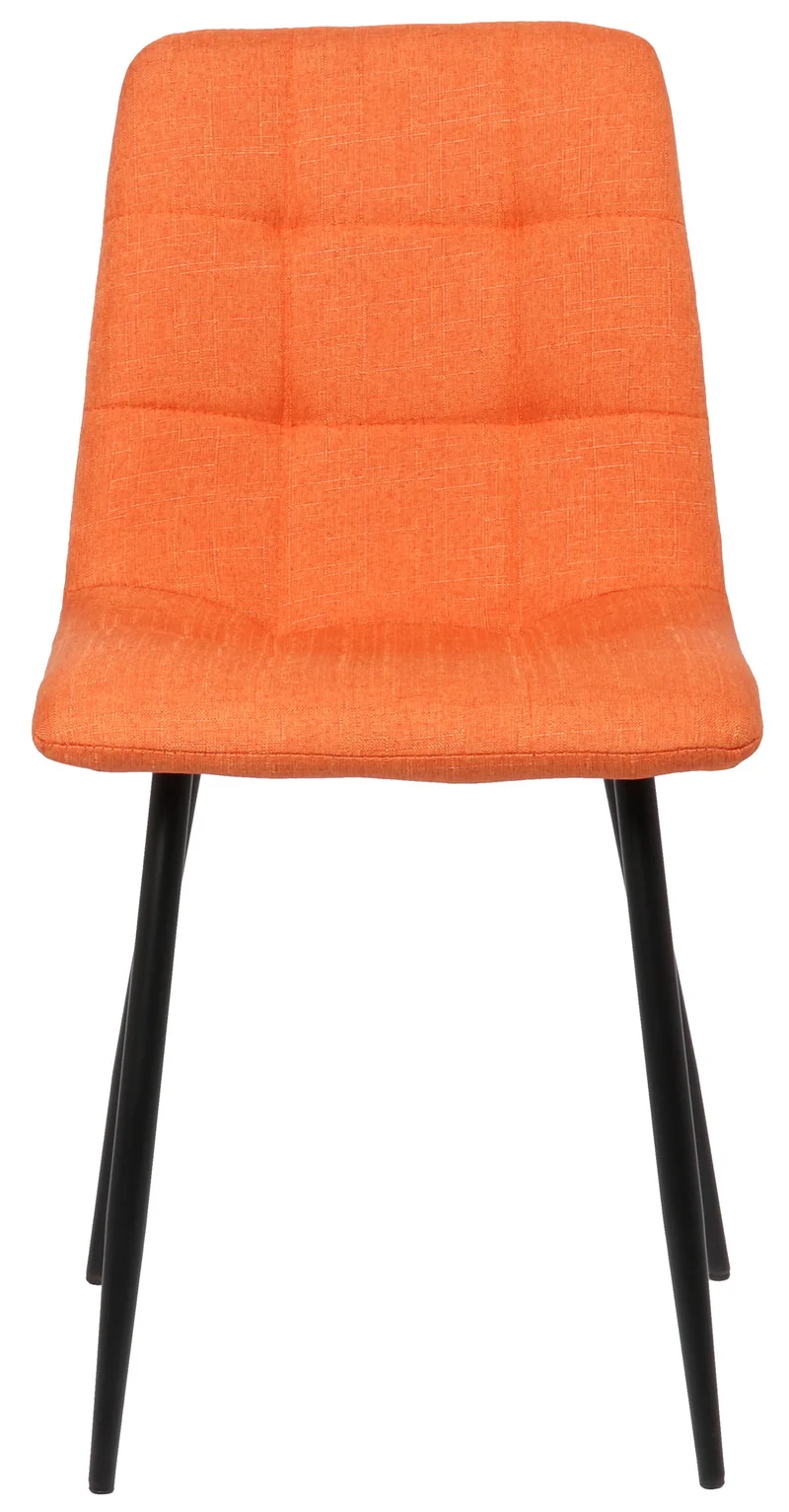 Lot de 2 chaises de salle à manger en tissu orange pieds métal noir mat style moderne CDS101110