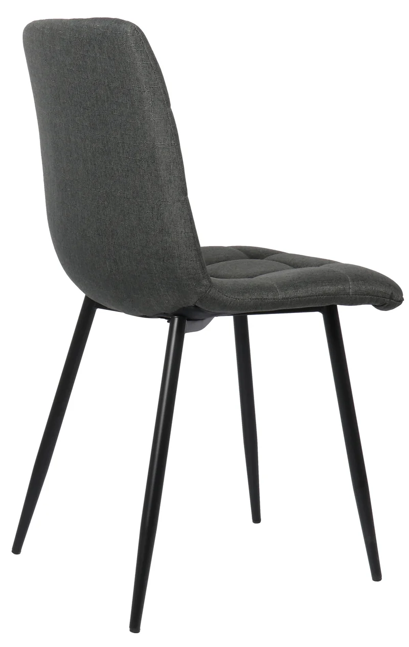 Lot de 2 chaises de salle à manger en tissu gris foncé pieds métal noir mat style moderne CDS101104