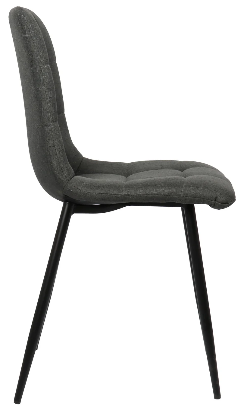 Lot de 2 chaises de salle à manger en tissu gris foncé pieds métal noir mat style moderne CDS101104