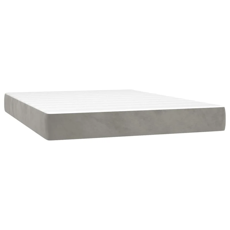 Cadre de lit LED avec sommier tête de lit matelas surmatelas 140x190 cm tissu velours gris clair TDL0207860
