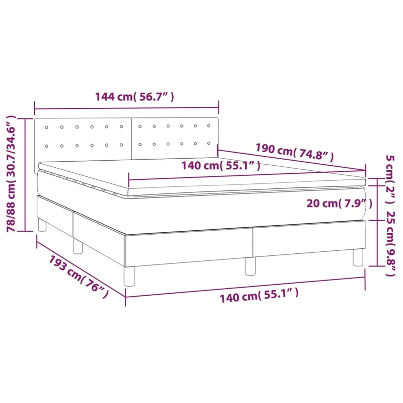 Cadre de lit LED avec sommier tête de lit matelas surmatelas 140x190 cm tissu velours gris clair TDL0207860