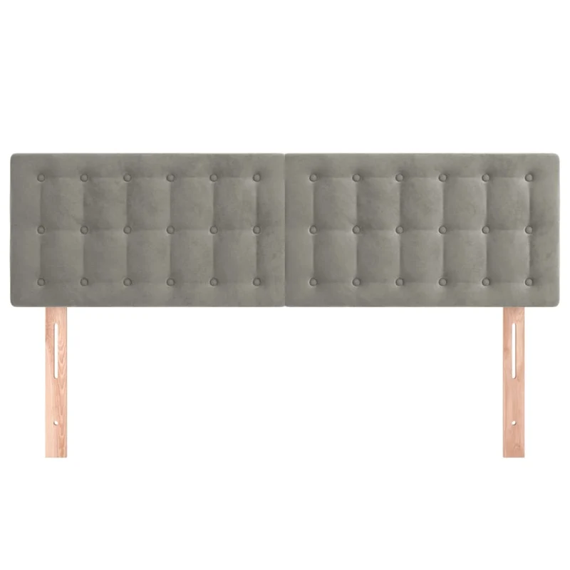 Tête de lit accessoire couchage chambre à coucher meuble capitonné 2 parties 72 x 5 x 78/88 cm tissu velours gris clair TDL0206429