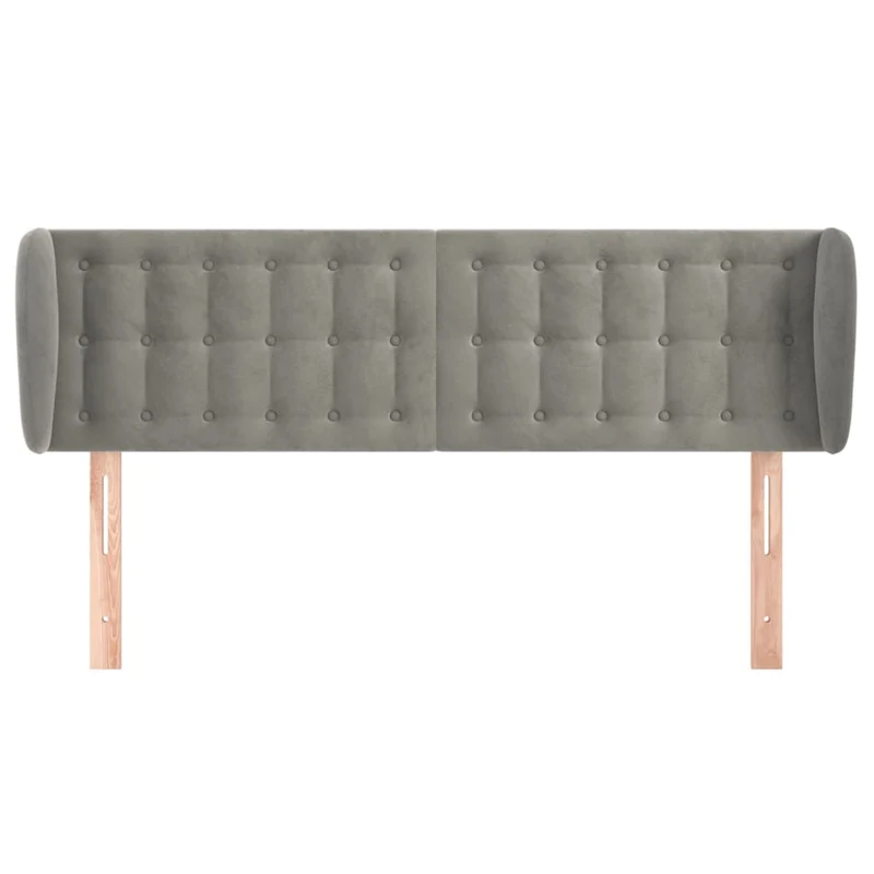 Tête de lit accessoire couchage chambre à coucher meuble capitonné avec rebord latéral 147 x 23 x 78/88 cm tissu velours gris clair TDL0205237