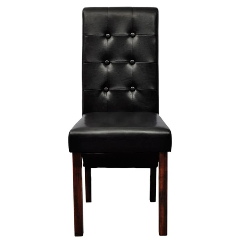 Lot de 2 chaises de salle à manger cuisine dossier capitonné en synthétique noir CDS020849