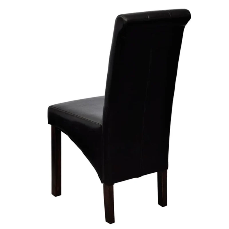 Lot de 2 chaises de salle à manger cuisine dossier capitonné en synthétique noir CDS020849