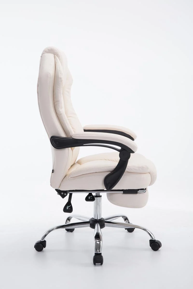 Fauteuil de bureau ergonomique en synthétique crème avec repose-pieds et accoudoirs BUR10377