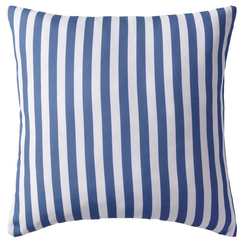 Lot de 4 coussins oreiller pour extérieur décoration jardin rayure 45 x 45 cm bleu DEC020107