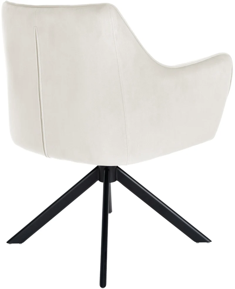 Chaise de salle à manger lounge bureau pivotante avec revêtement en velours crème pieds en acier noir BUR10666