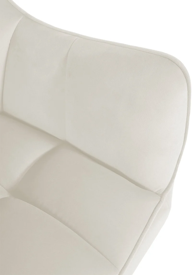 Chaise de salle à manger lounge bureau pivotante avec revêtement en velours crème pieds en acier noir BUR10666
