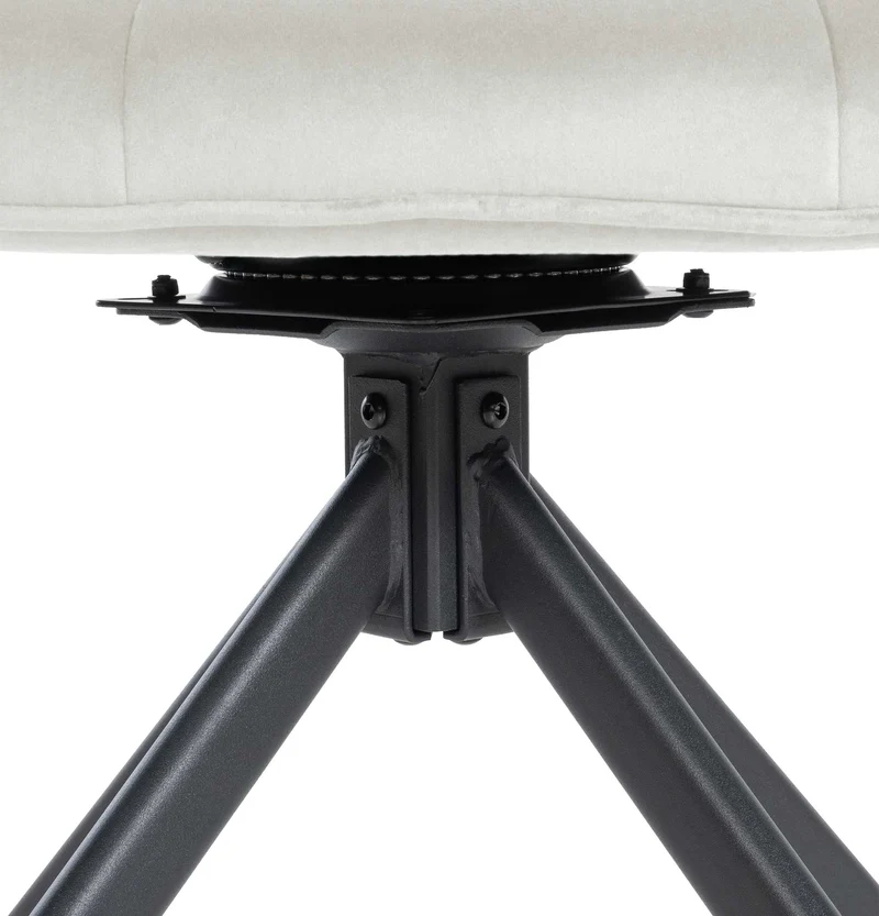 Chaise de salle à manger fauteuil lounge rotatif en velours crème cadre métallique noir BUR10674