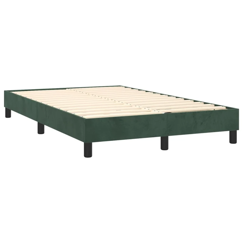 Sommier à lattes sur pieds cadre de lit 120x200 cm tissu velours vert foncé TDL0206887