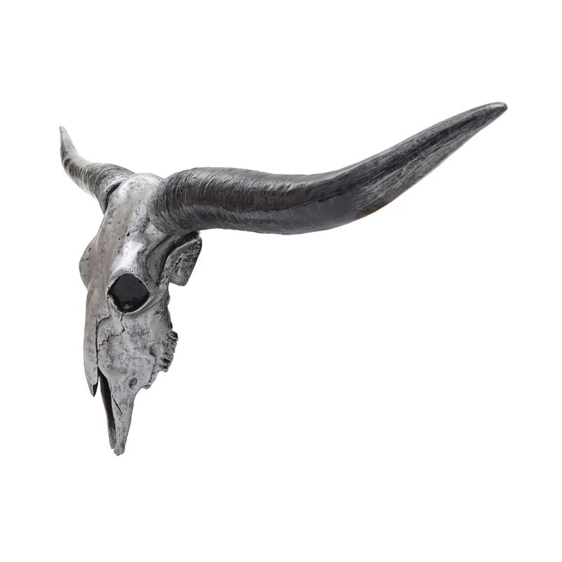 Trophée de tête de taureau longhorn crâne décoratif 132cm argenté trophée intérieur extérieur décoration murale 04_0002846