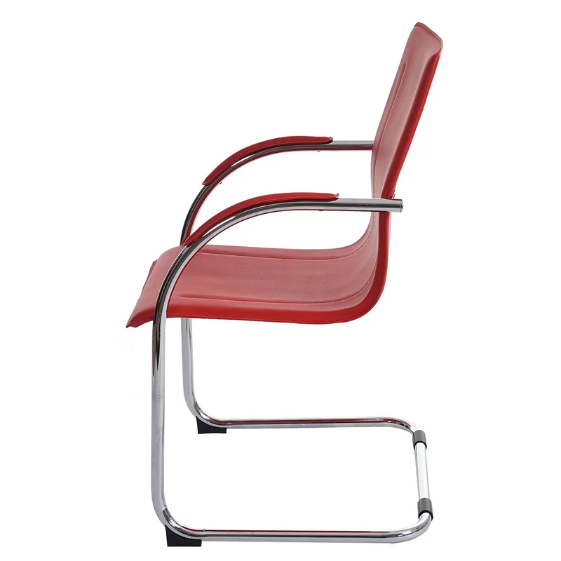 Lot de 2 chaises bureau visiteur en synthétique rouge avec accoudoir BUR04066