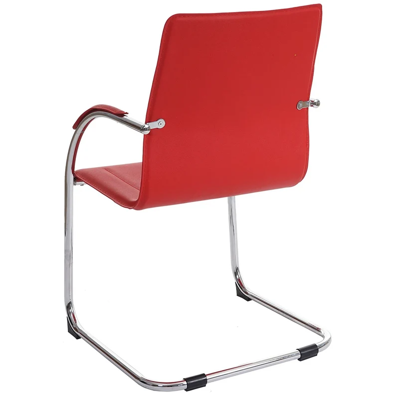 Lot de 2 chaises bureau visiteur en synthétique rouge avec accoudoir BUR04066