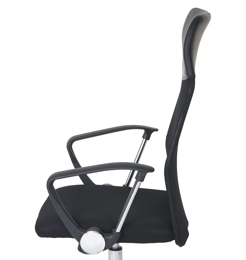 Chaise fauteuil de bureau sur roulettes ergonomique pivotant en tissu synthétique noir 04_0001897