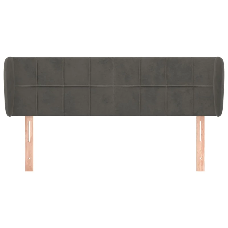 Tête de lit accessoire couchage chambre à coucher meuble avec rebord latéral 147 x 23 x 78/88 cm tissu velours gris foncé TDL0204988