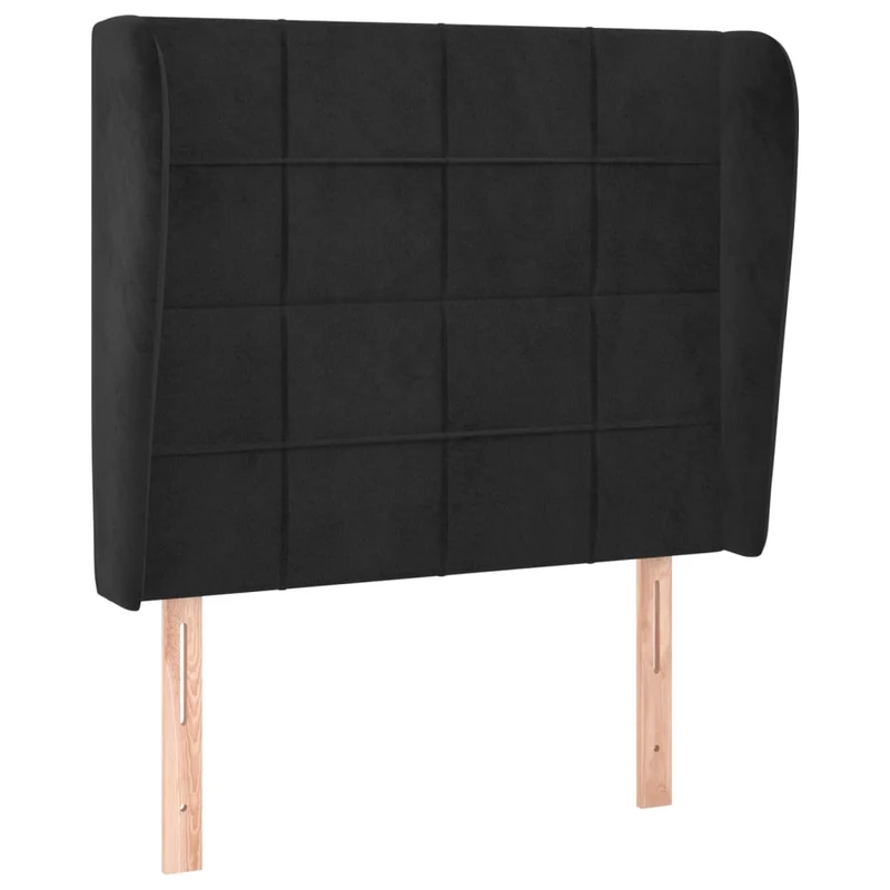 Tête de lit accessoire couchage chambre à coucher meuble avec rebord latéral 83 x 23 x 118/128 cm Tissu velours noir TDL0204432