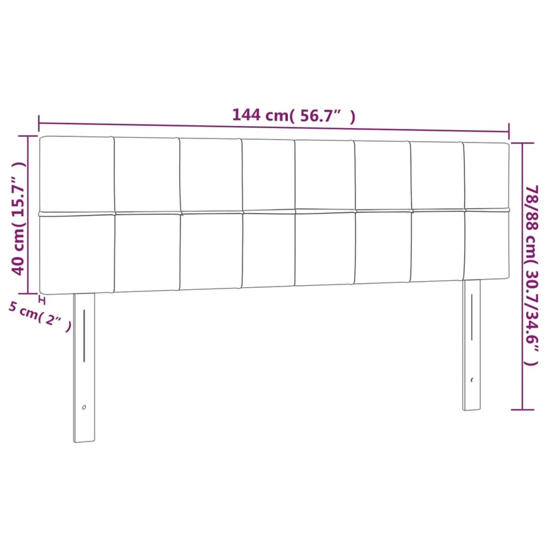 Tête de lit accessoire couchage chambre à coucher meuble à LED 144 x 5 x 78/88 cm tissu velours gris foncé TDL0201147