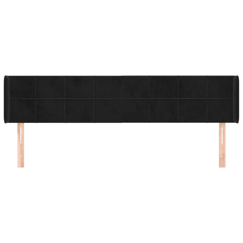 Tête de lit accessoire couchage chambre à coucher meuble avec rebord latéral 163 x 16 x 78/88 cm Tissu velours noir TDL0204532