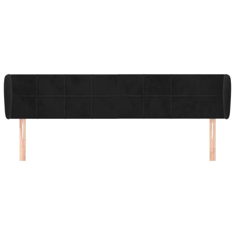 Tête de lit accessoire couchage chambre à coucher meuble avec rebord latéral 163 x 23 x 78/88 cm Tissu velours noir TDL0204517