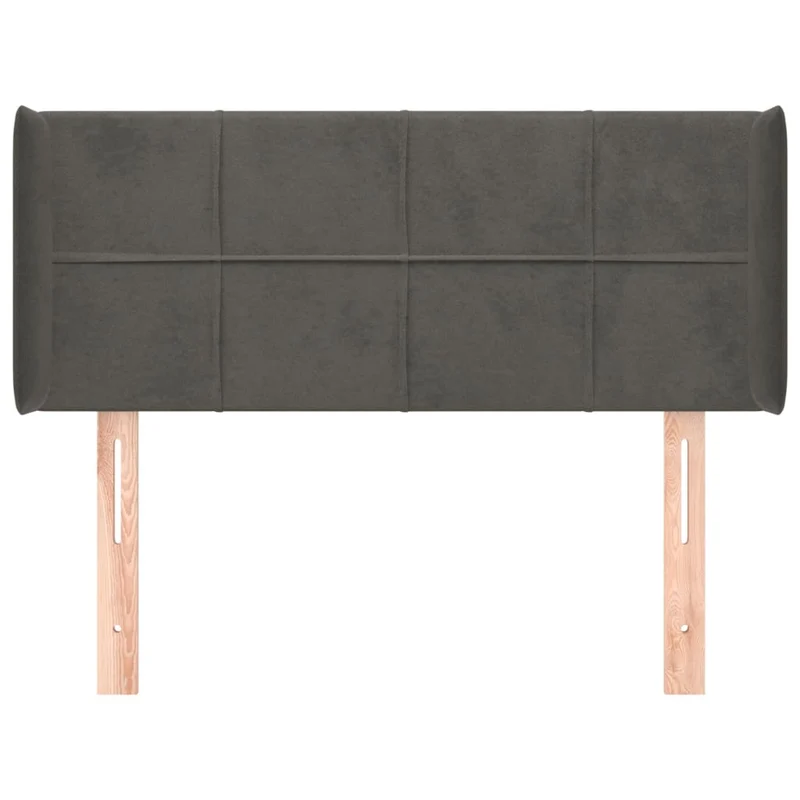 Tête de lit accessoire couchage chambre à coucher meuble avec rebord latéral 103 x 16 x 78/88 cm tissu velours gris foncé TDL0205058