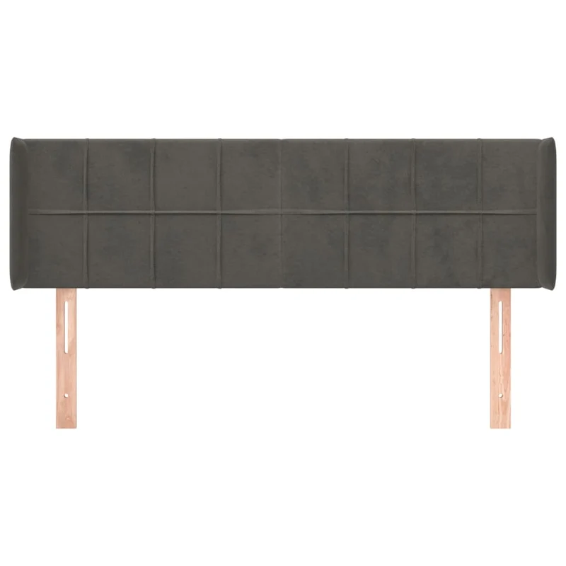 Tête de lit accessoire couchage chambre à coucher meuble avec rebord latéral 147 x 16 x 78/88 cm tissu velours gris foncé TDL0205007