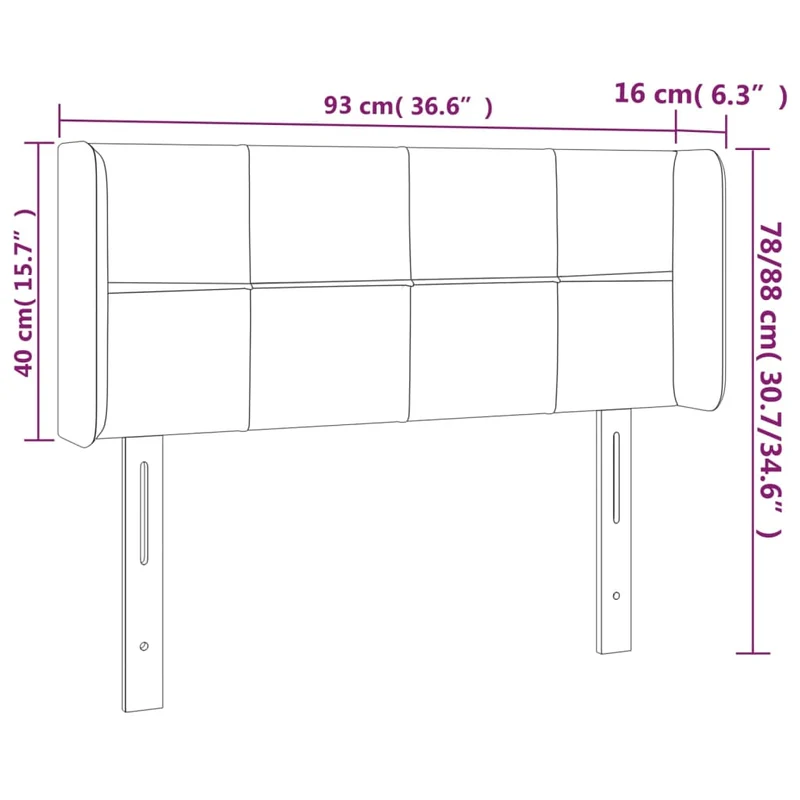 Tête de lit accessoire couchage chambre à coucher meuble à LED 93 x 16 x 78/88 cm tissu velours gris clair TDL0201213
