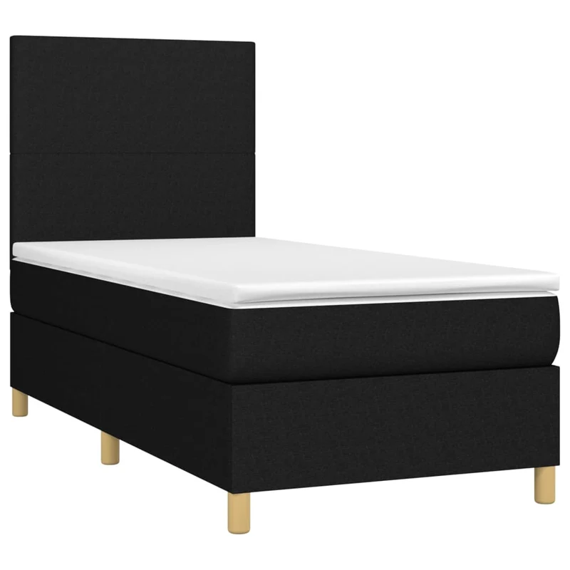 Cadre de lit LED avec sommier tête de lit matelas 80x200cm tissu noir TDL0209108