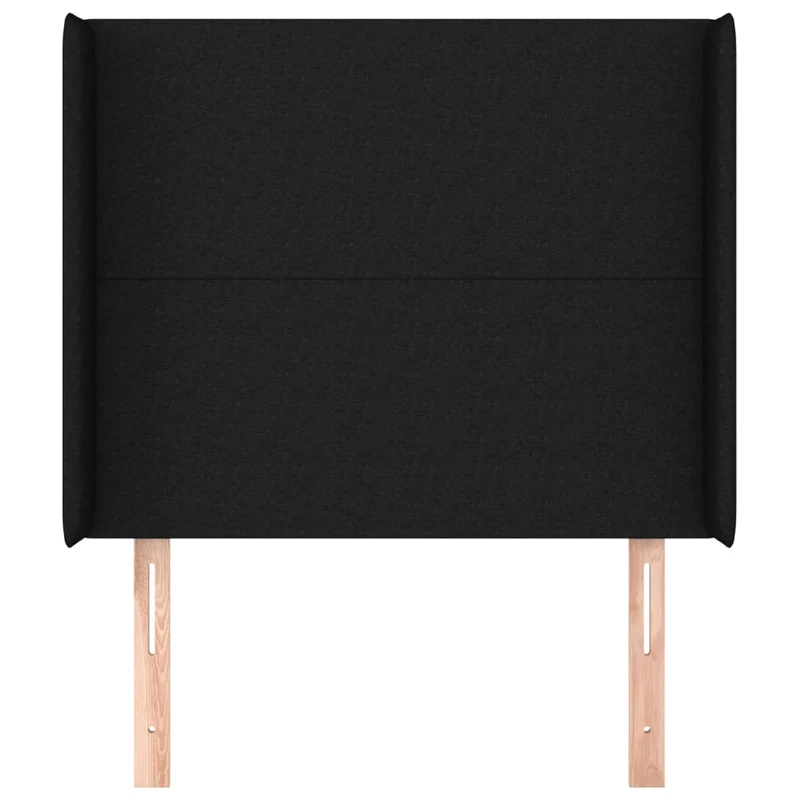 Tête de lit accessoire couchage chambre à coucher meuble avec rebord latéral 83 x 16 x 118/128 cm tissu noir TDL0204463