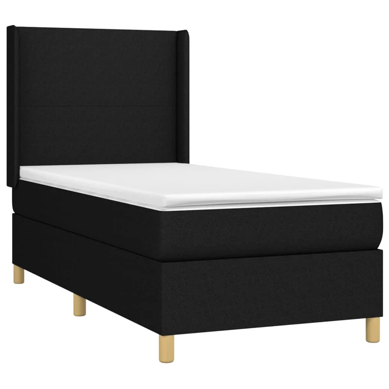 Cadre de lit LED avec sommier tête de lit matelas 80x200cm tissu noir TDL0209118
