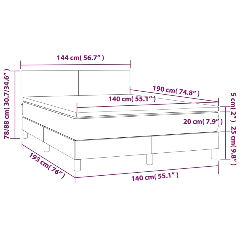 Cadre de lit LED avec sommier tête de lit matelas 140x190 cm tissu gris clair TDL0208570