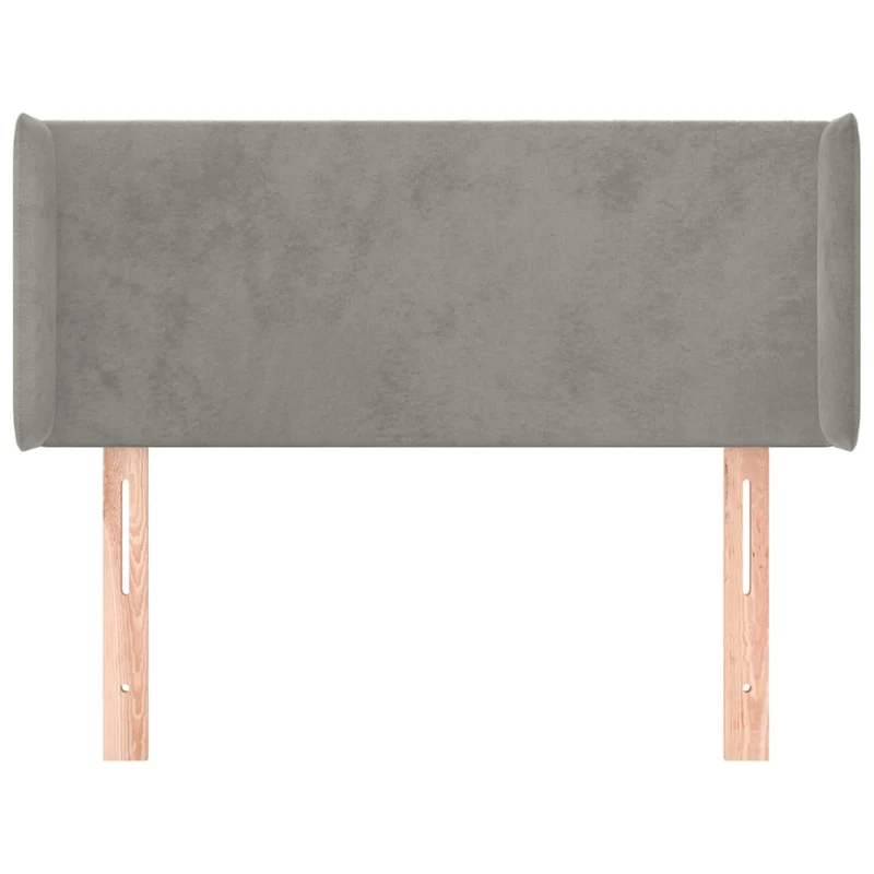 Tête de lit accessoire couchage chambre à coucher meuble avec rebord latéral 93 x 16 x 78/88 cm tissu velours gris clair TDL0205092