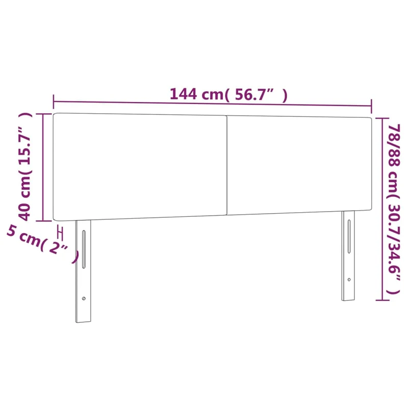 Tête de lit accessoire couchage chambre à coucher meuble à LED 144 x 5 x 78/88 cm tissu gris clair TDL0201399